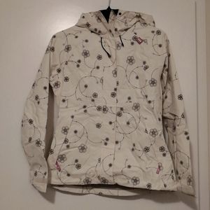 Flower pattern ivory rain jacket by Helly Hensen